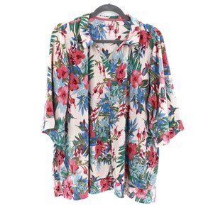 Cuddl Duds Crepe Knit Caftan Top Womens 3X White Boho Coastal Cruise Resort Wear